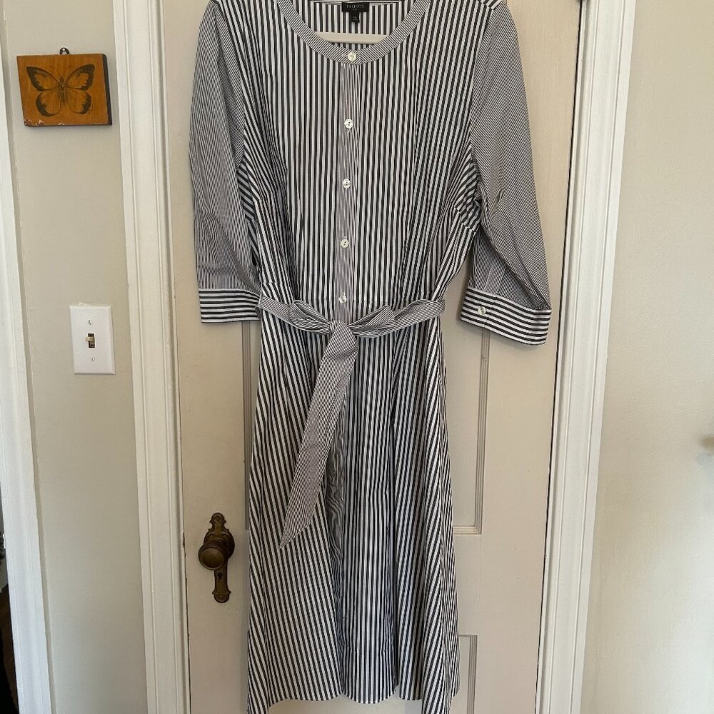 Talbot's Shirt Dress Grey and White Stripes